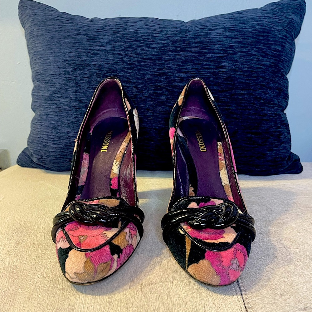 Missoni Purple Floral Velvet Heels